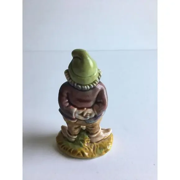 Pair of 1970s Vintage Gnome Figurines - Green and Purple Shirts